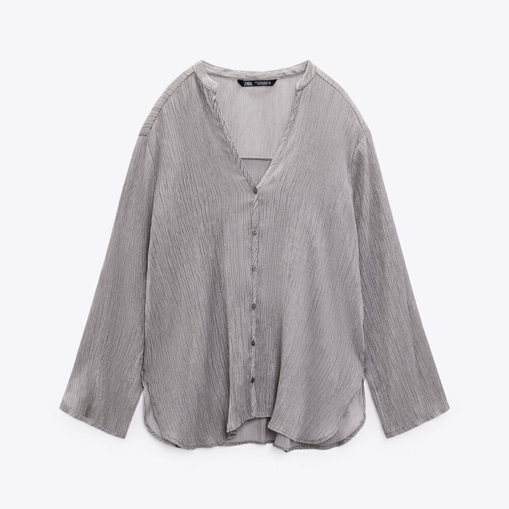 Zara Women's Silver and Grey Shirt SIZE S 7822/732/803
